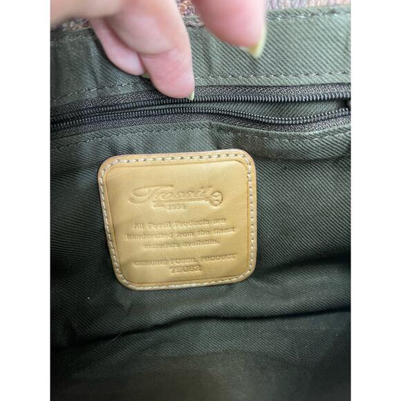Fossil Mini Bag Shoulder Purse Brown Monogram Logo Y2K Casual - Picture 8 of 9